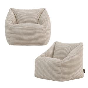 Juego de 2 pufs sillones infantiles de pana beige