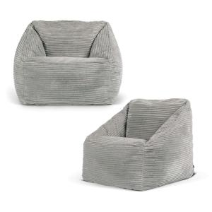 Juego de 2 pufs sillones infantiles de pana gris claro