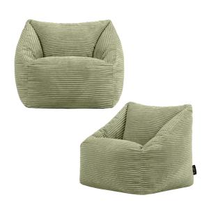 Juego de 2 pufs sillones infantiles de pana verde salvia