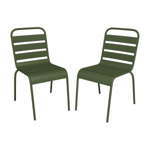 Juego de 2 sillas de jardín  acero caqui, verde