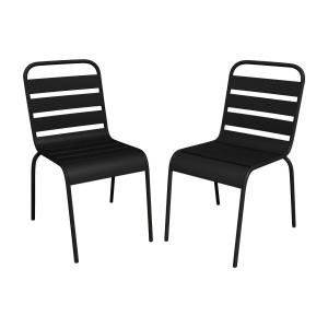 Juego de 2 sillas de jardín  acero negro