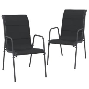 Juego de 2 sillas de jardín acero negro 51x66x88 cm