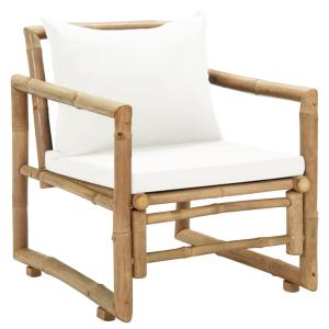 Juego de 2 sillas de jardín con cojines bambú marrón 60x65x…