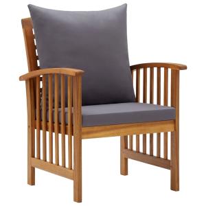 Juego de 2 sillas de jardín con cojines madera gris 59x67x8…