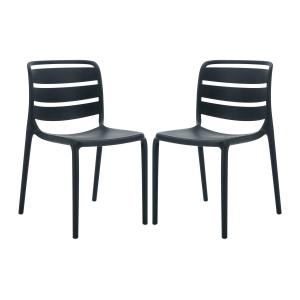 Juego de 2 sillas de jardín  polipropileno negro