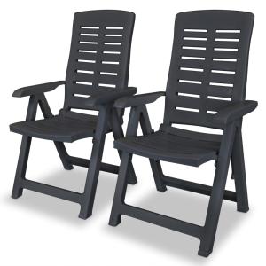 Juego de 2 sillas de jardín reclinables antracita gris 60x6…
