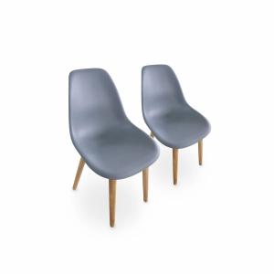 Juego de 2 sillas escandinavas, en madera de acacia y resina