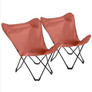 Juego de 2 sillas mariposa plegables de terracota.