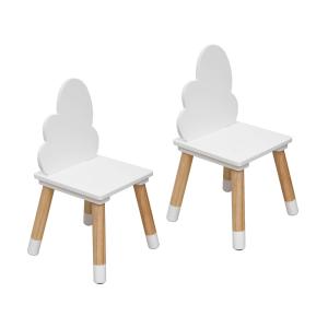 Juego de 2 sillas para niños de mdf blanco y madera