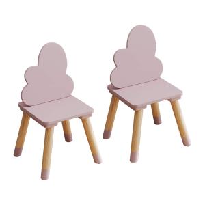 Juego de 2 sillas para niños de mdf rosa y madera