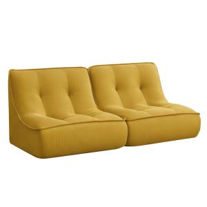 Juego de 2 sillones de tela, 160 x 90 x 70 cm, color amaril…