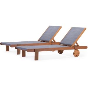 Juego de 2 tumbonas madera gris 193 x 71 x 80 cm