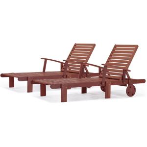 Juego de 2 tumbonas madera meranti marrón 193 x 74 x 80 cm