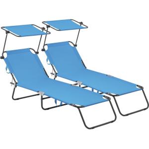 Juego de 2 tumbonas metal azul 180 x 545 x 73 cm