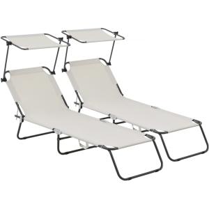 Juego de 2 tumbonas metal beige 180 x 545 x 73 cm