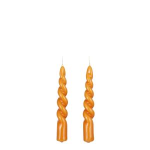 Juego de 2 velas retorcidas en color naranja brillante
