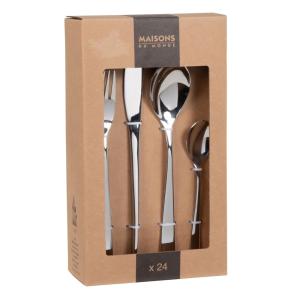 Juego de 24 cubiertos de acero inoxidable plateado