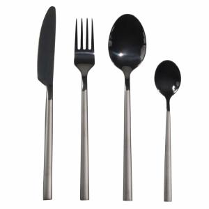 Juego de 24 cubiertos de de acero inoxidable negro mate