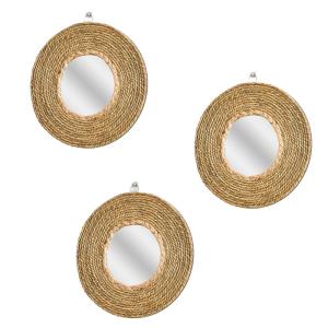 Juego de 3 espejos de pared redondos de algas marinas de 25…