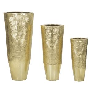 Juego de 3 maceteros de metal dorado ø 50,8x114,9-40x92,7-2…
