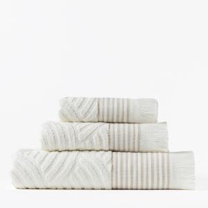 Juego de 3 toallas de algodón crema  (30x50 50x90 70x130 cm…