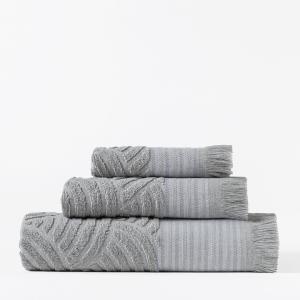 Juego de 3 toallas de algodón gris  (30x50 50x90 70x130 cm)