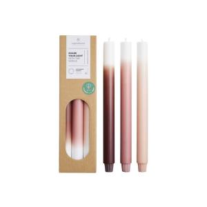 Juego de 3 velas degradadas rosa malva / violeta 30 cm