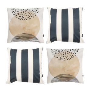 Juego de 4 cojines con rayas y estampado abstracto, multico…