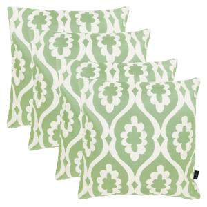 Juego de 4 cojines de exterior, estampado geométrico, verde…