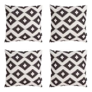 Juego de 4 cojines de exterior estampados/negros 43x43cm