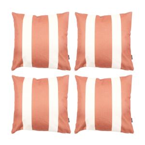 Juego de 4 cojines de interior y exterior con rayas naranja…