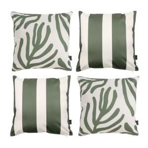 Juego de 4 cojines de rayas para interior y exterior, verde…