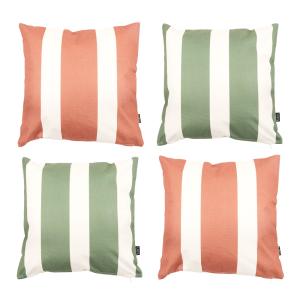 Juego de 4 cojines de rayas, verde y naranja 43x43cm