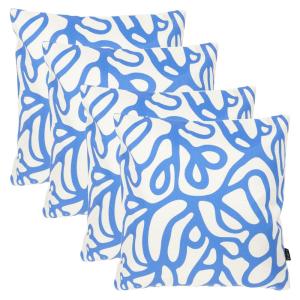 Juego de 4 cojines exterior con estampado abstracto, azul,…