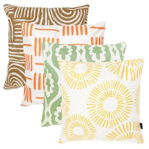Juego de 4 cojines exterior, estampado geométrico, multicol…