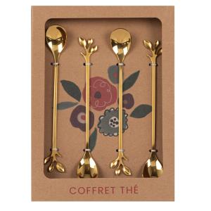 Juego de 4 cucharas de acero inoxidable dorado