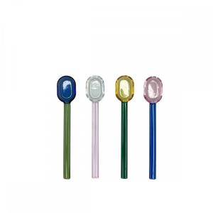 Juego de 4 cucharas de cristal multicolor