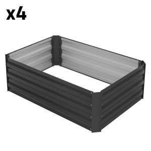 Juego de 4 jardineras elevado de metal antracita macetero j…