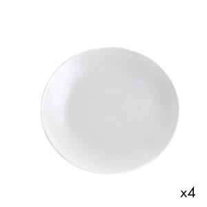 Juego de 4 platos de postre de cerámica blanco d22
