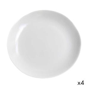 Juego de 4 platos llanos cerámica blanco