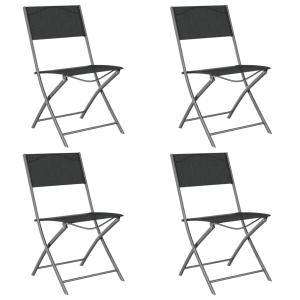 Juego de 4 sillas de jardín plegables acero y negro 45x54x8…
