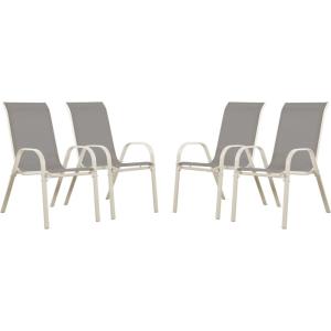 Juego de 4 sillas jardín textileno    gris claro