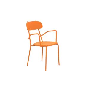 Juego de 4 sillones de jardín de metal naranja 53x53 cm 84h