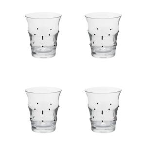 Juego de 4 vasos de agua de vidrio soplado transparente y n…