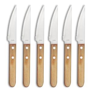 Juego de 6 cuchillos de carne  Madera