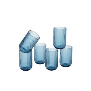 Juego de 6 vasos de vidrio azul 400 ml