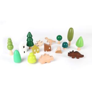 Juego de bosque prehistórico y casitas de madera para niños…