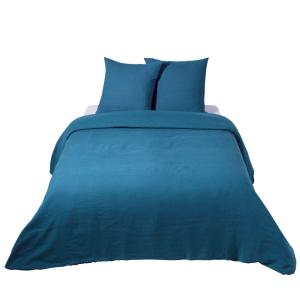 Juego de cama de lino lavado azul intenso 220x240