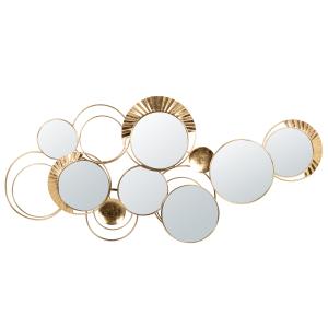 Juego de círculos decorativos de metal dorado y espejo de 1…