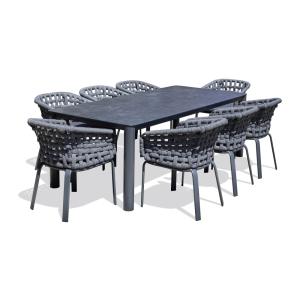 Juego de comedor de jardín de aluminio de 8 plazas